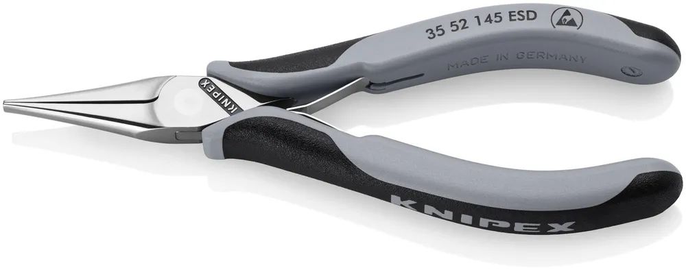KNIPEX Elektronik-Greifzange ESD mit durchgestecktem Gelenk mit Mehrkomponenten-Hüllen spiegelpoliert 145 mm