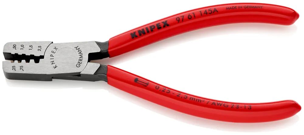 KNIPEX Crimpzange für Aderendhülsen mit Kunststoff überzogen 145 mm