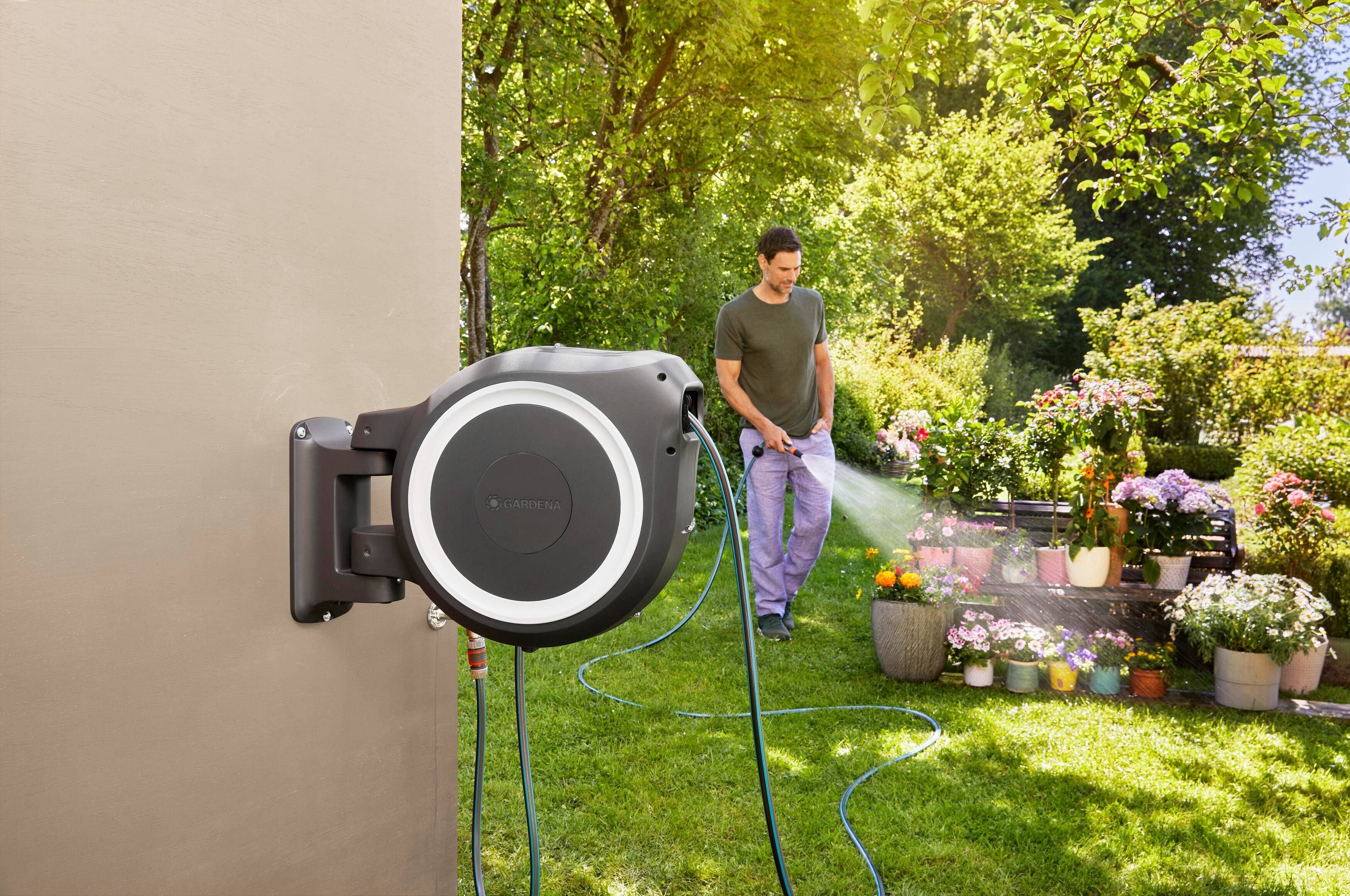 Gardena Wand-Schlauchbox RollUp M/L, 25 m, weiß