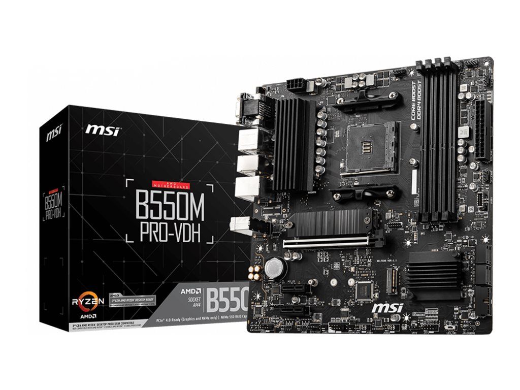 MSI B550M PRO-VDH - Motherboard - micro ATX - Socket AM4 - AMD B550 Chipsatz - USB-C Gen1, USB 3.2 Gen 1 - Gigabit LAN - Onboard-Grafik (CPU erforderlich)