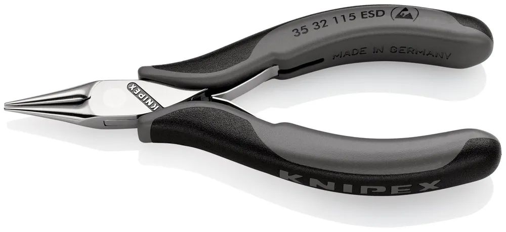 KNIPEX Elektronik-Greifzange ESD mit durchgestecktem Gelenk mit Mehrkomponenten-Hüllen 115 mm