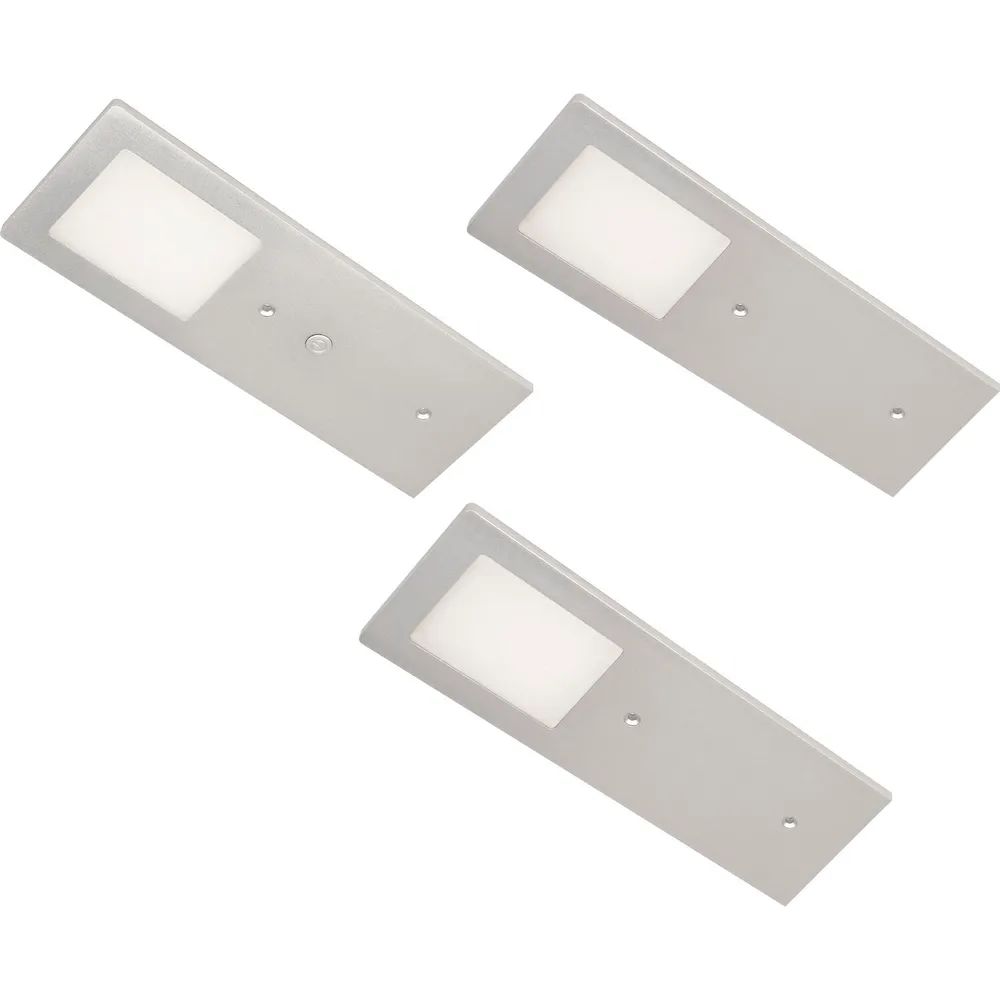 L&S Unterbauleuchte Planar L 4000K neutralweiß 3er Set Aluminium gebürstet