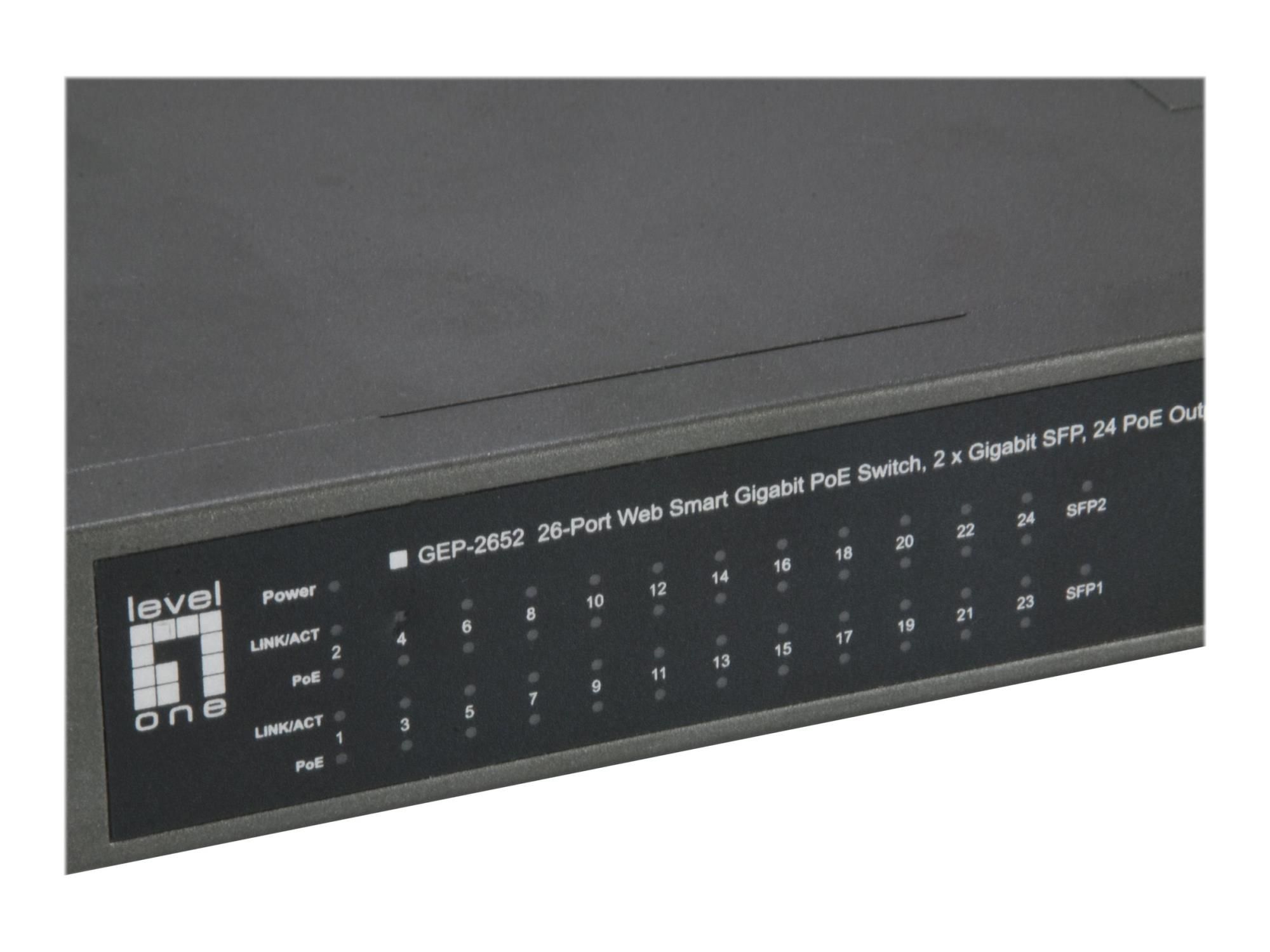 LevelOne GEP-2652 - Switch - Smart - 24 x 10/100/1000 (PoE+)