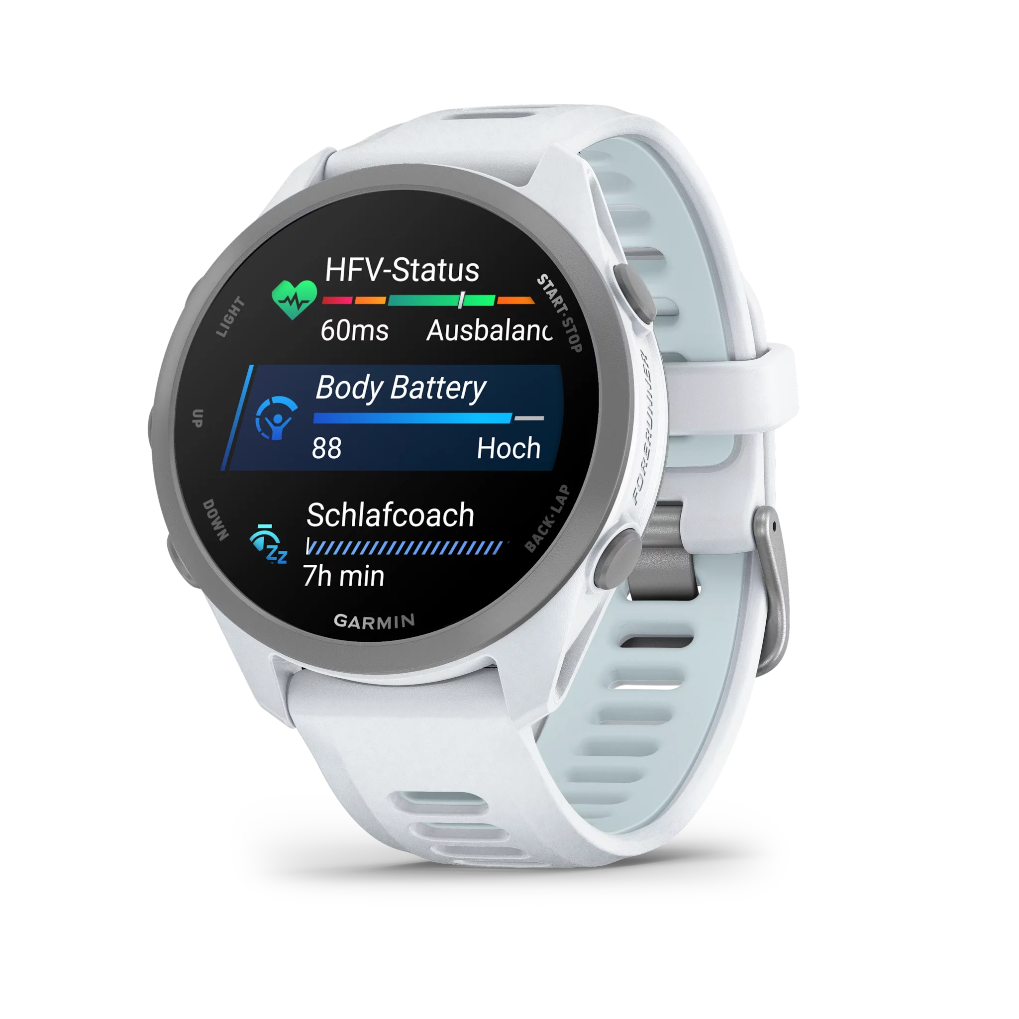 Garmin Forerunner 170 Steinweiss/Pudergrau mit Schnellwechsel-Silikon-Armband Steinweiss/Cloud Blue