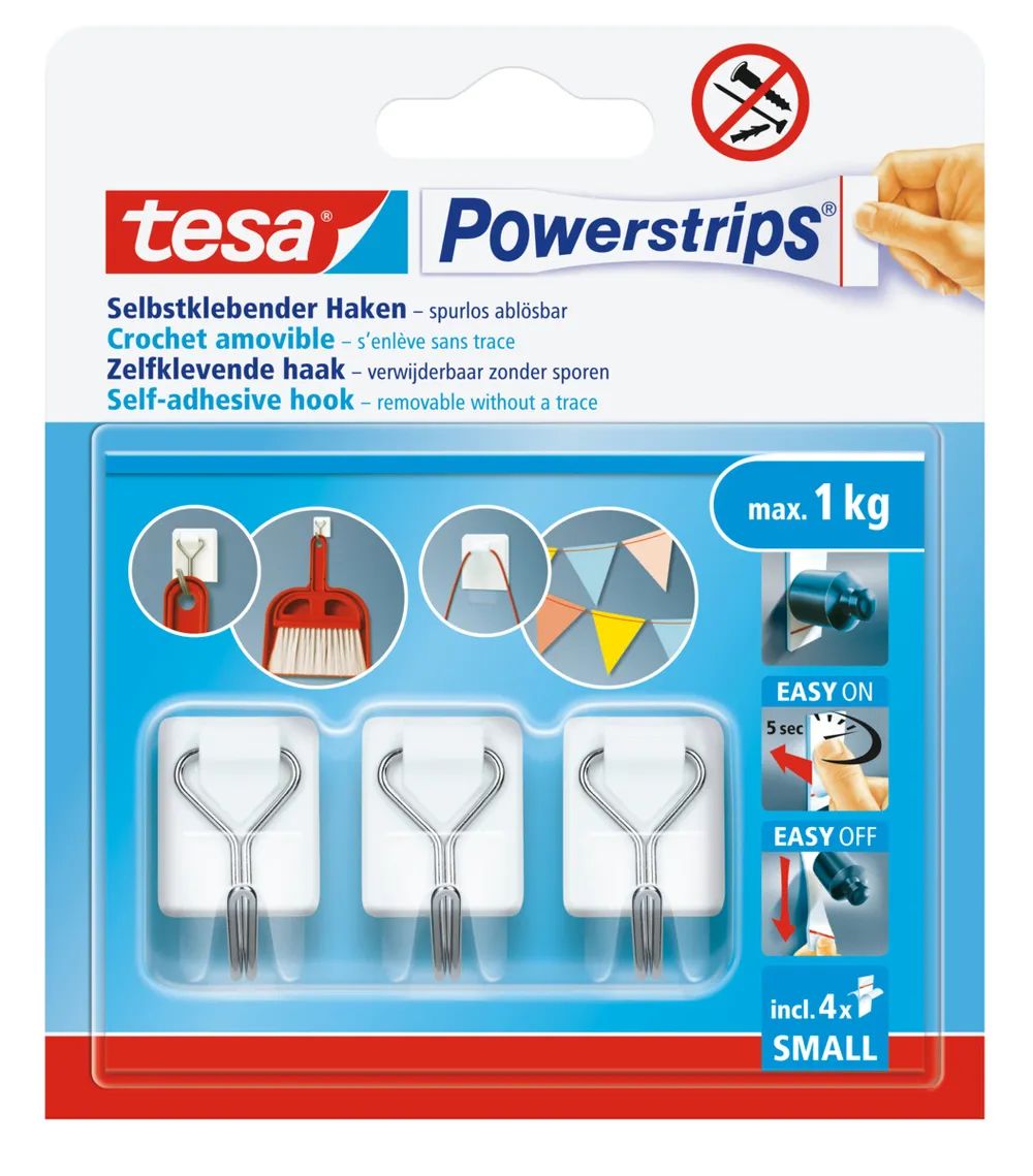 Tesa Powerstrips Draht Haken 3x selbstklebend weiß