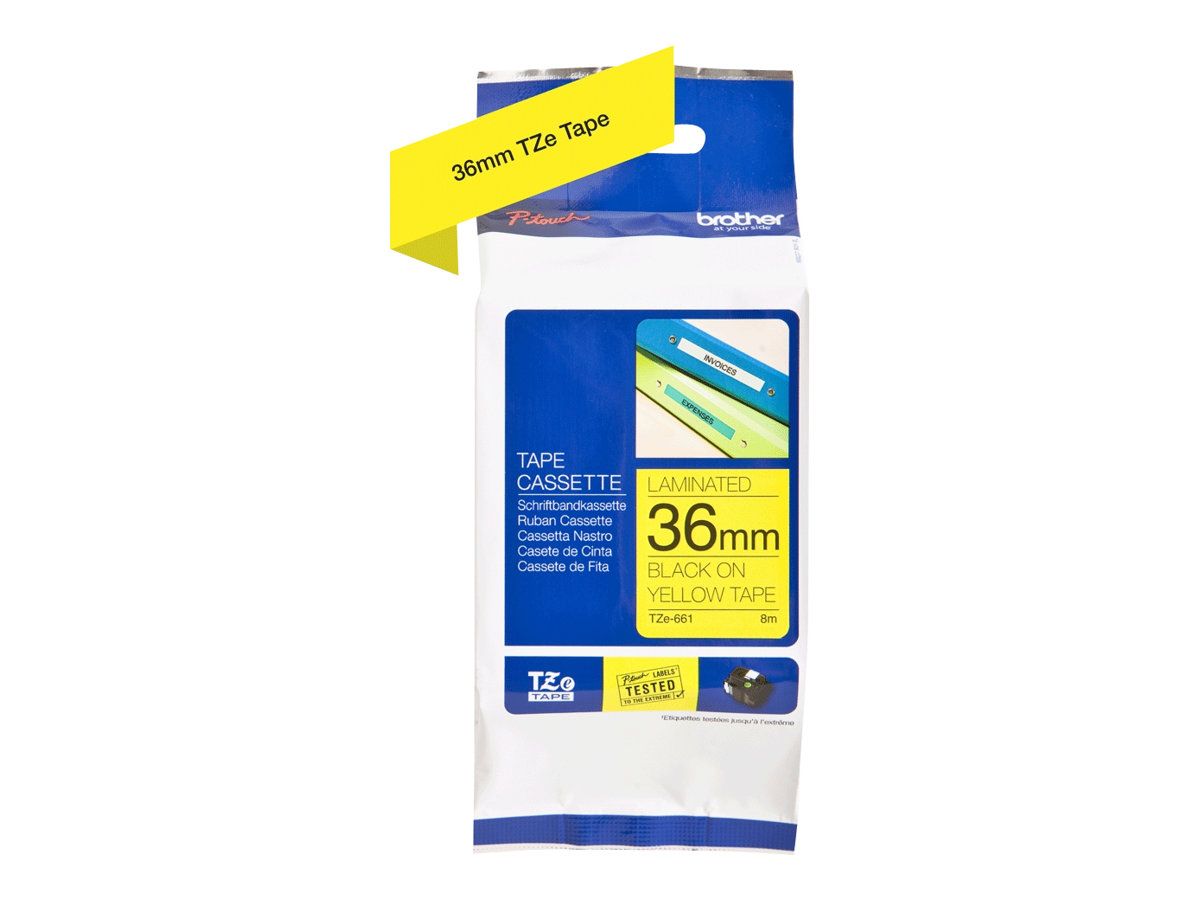 Brother TZe-661 - Selbstklebend - Schwarz auf Gelb - Rolle (3,6 cm x 8 m)