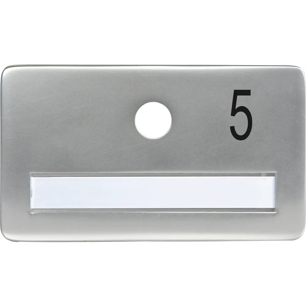 SOLIDO Namensschild ohne Spion, Bohrung ø 14, Alu silber eloxiert, Gravur Nr. 5