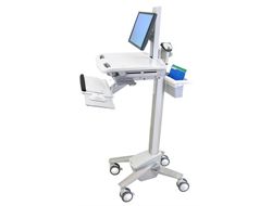 Ergotron EMR Cart with LCD Pivot - Wagen - für LCD-Display / PC-Ausrüstung - Kunststoff, Aluminium, verzinker Stahl - Grau, weiß, Polished Aluminum - Bildschirmgröße: bis zu 55,9 cm (bis zu 22 Zoll)