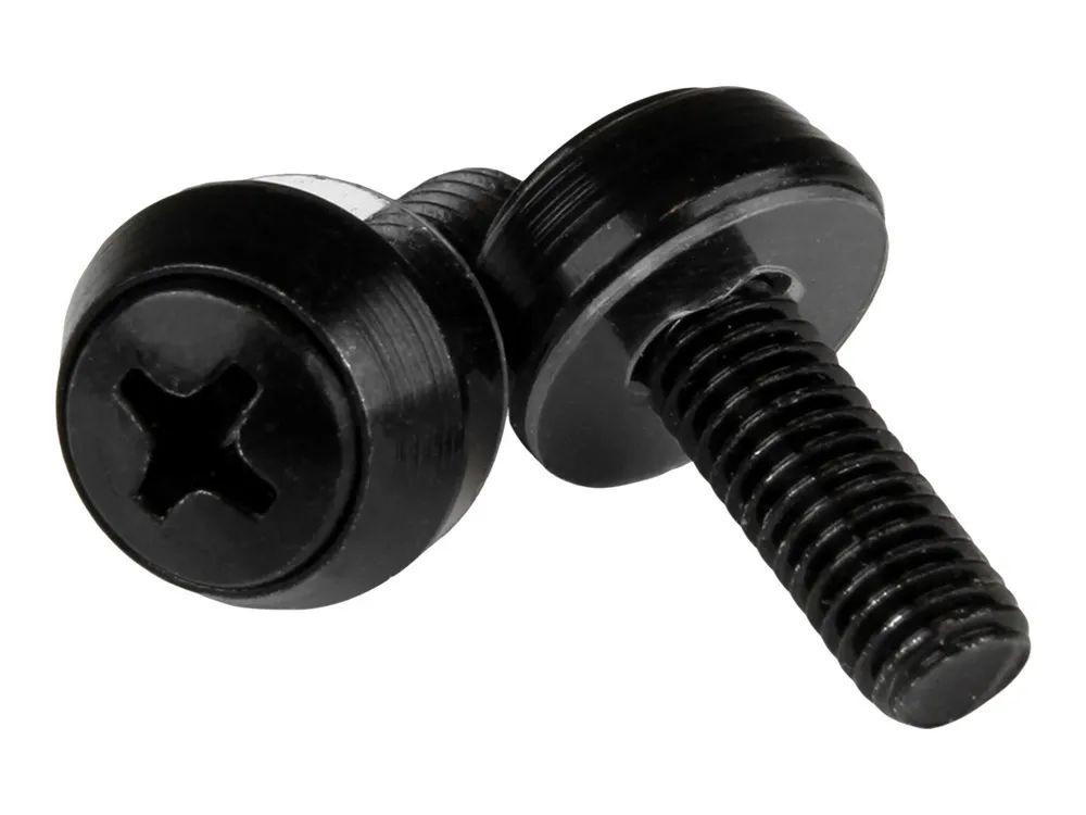 StarTech.com M6 x 12mm - Montageschrauben - 100er Pack - M6 Schrauben für Server Rack und Serverschrank - Schrauben-Kit - Schwarz (Packung mit 100)