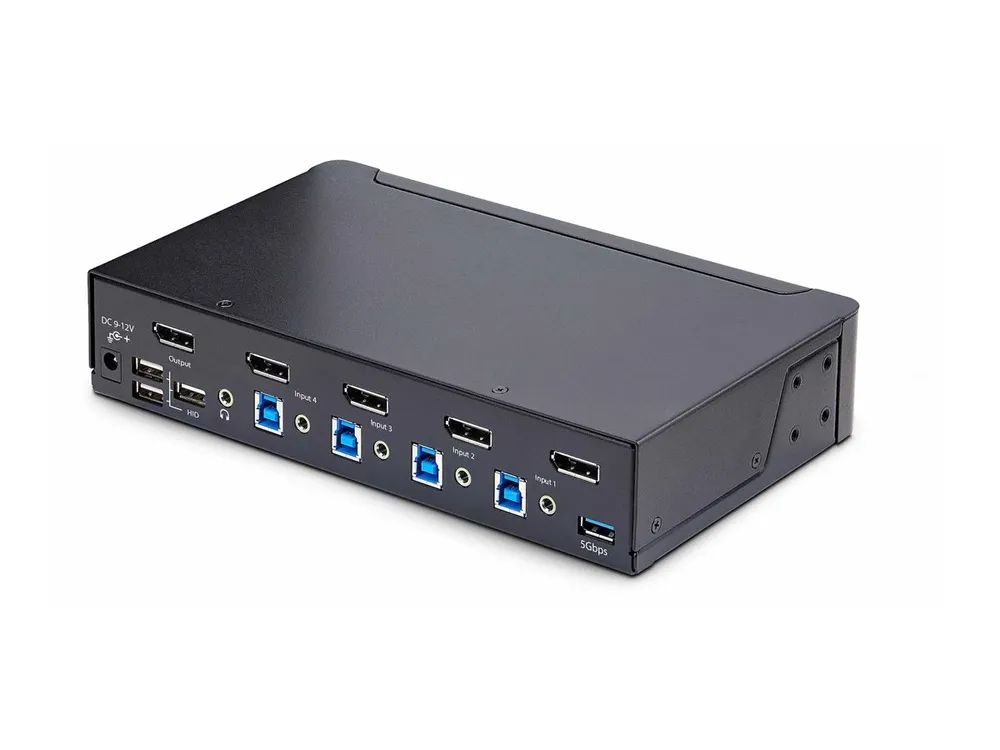 StarTech.com 4-Port DisplayPort 1.4 KVM Switch, 8K 60Hz / 4K 144Hz, 2x USB 3.0 Ports, 4x USB 2.0 Ports, Hotkey Switching, TAA Compliant (D86A2-4-PORT-8K-KVM)