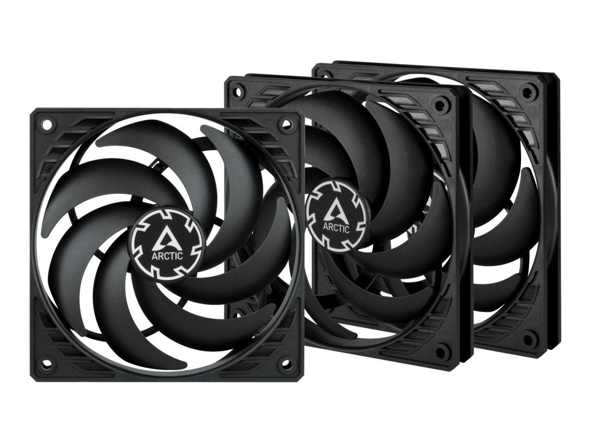 Arctic P12 Slim PWM PST - Gehäuselüfter - 120 mm - Schwarz (Packung mit 3)