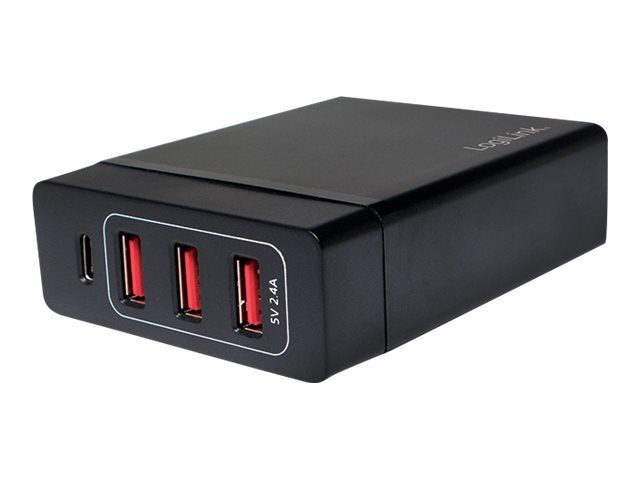 LogiLink Table Charger - Netzteil - 72 Watt - 4 Ausgabeanschlussstellen (USB, USB-C)