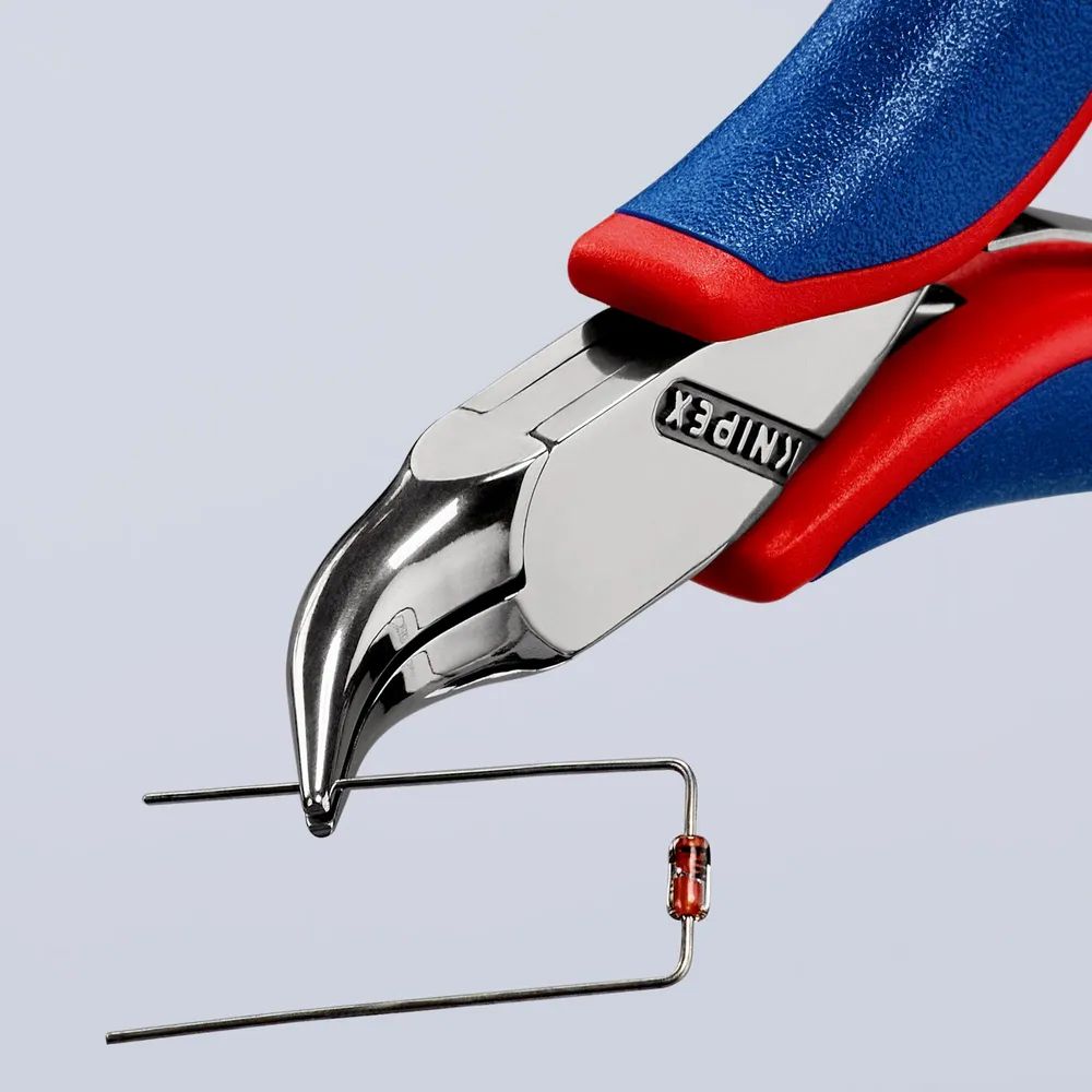 KNIPEX Elektronik-Greifzange mit durchgestecktem Gelenk mit Mehrkomponenten-Hüllen 115 mm