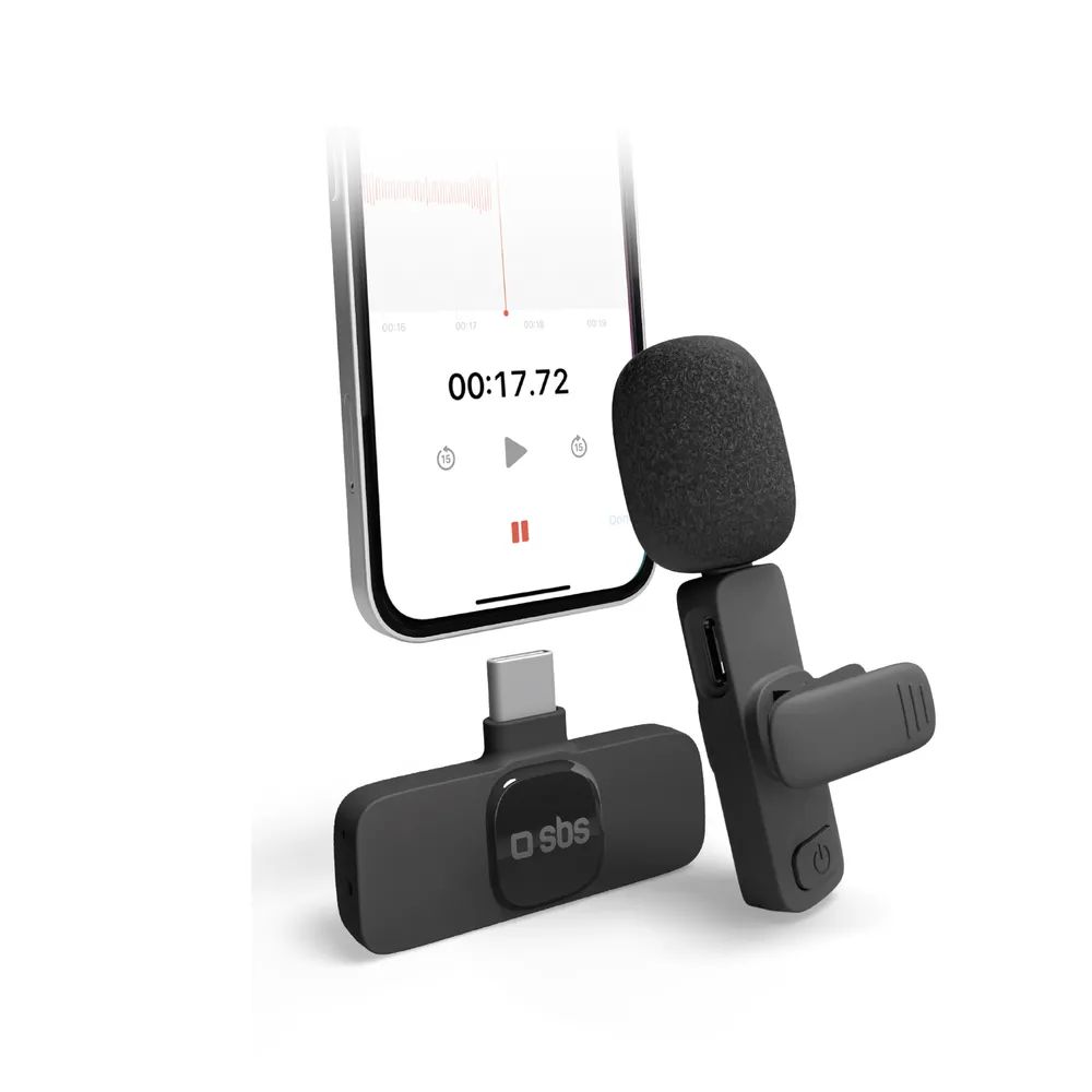 SBS BT-Mikrofon mit Clip, Empfänger mit USB-C Stecker