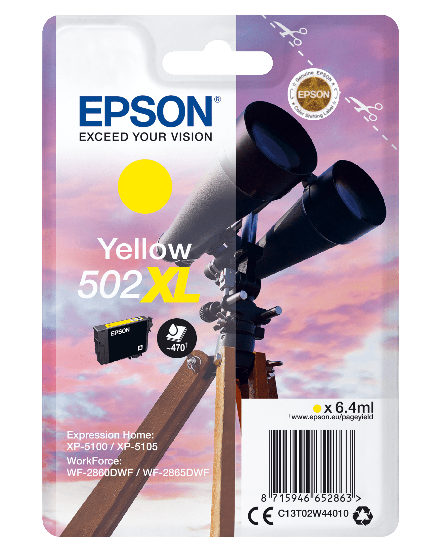 Epson 502 Tinte Fernglas Single, XL, gelb