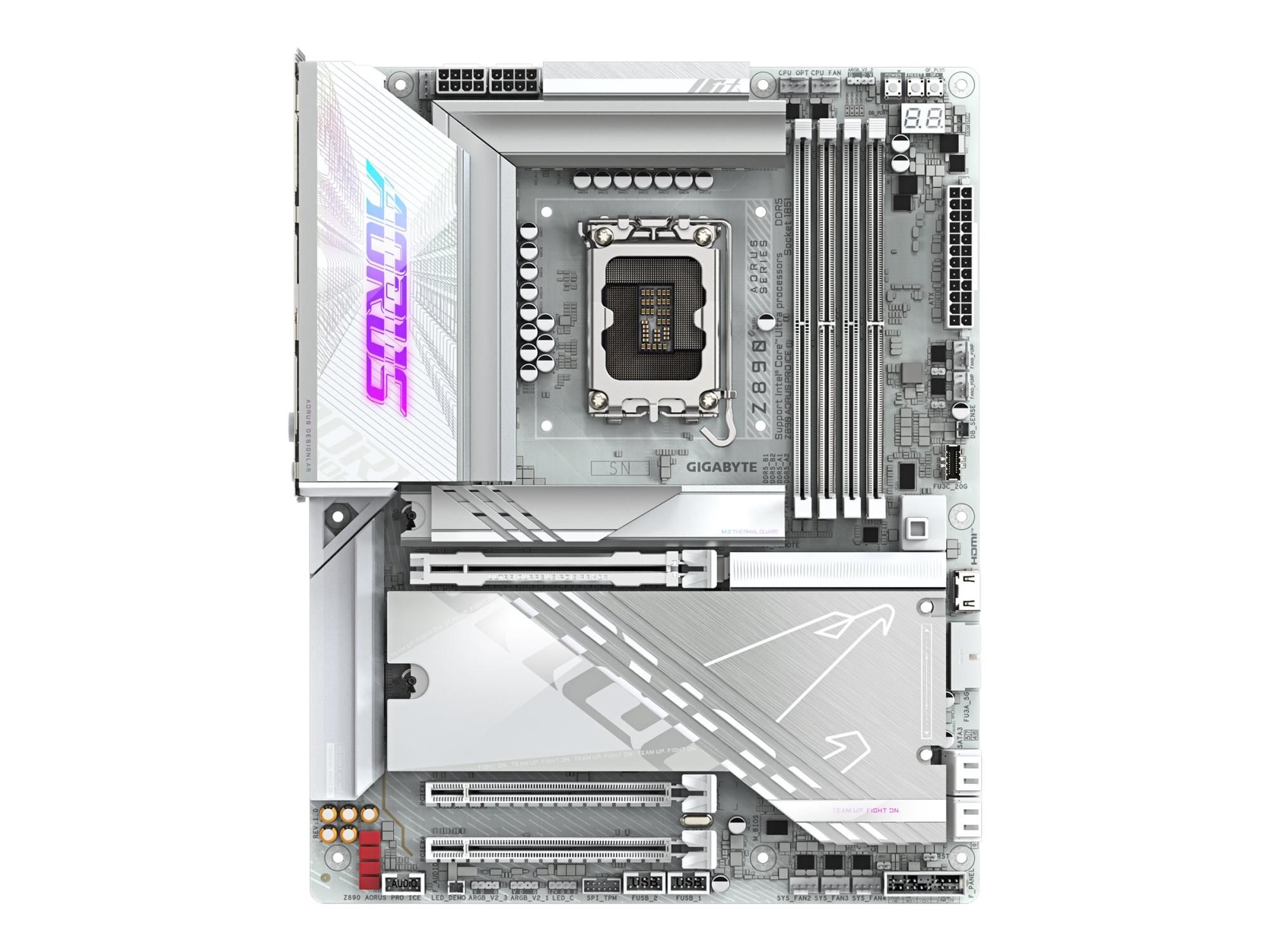 Gigabyte AORUS Z890 PRO ICE - Motherboard - ATX - LGA1851-Sockel - Z890 Chipsatz - USB4, USB 3.2 Gen 2, USB 3.2 Gen 1, USB-C 3.2 Gen 2x2 - 5 Gigabit Ethernet, Bluetooth, Wi-Fi 7 - Onboard-Grafik (CPU erforderlich)