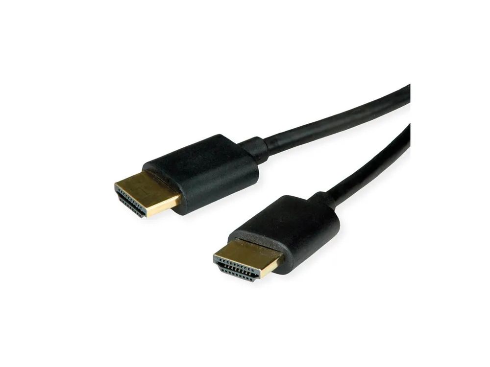 ROLINE Highspeed - HDMI-Kabel mit Ethernet - HDMI männlich zu HDMI männlich - 1 m - Doppelisolierung - Schwarz - unterstützt 4K 60 Hz (3840 x 2160)