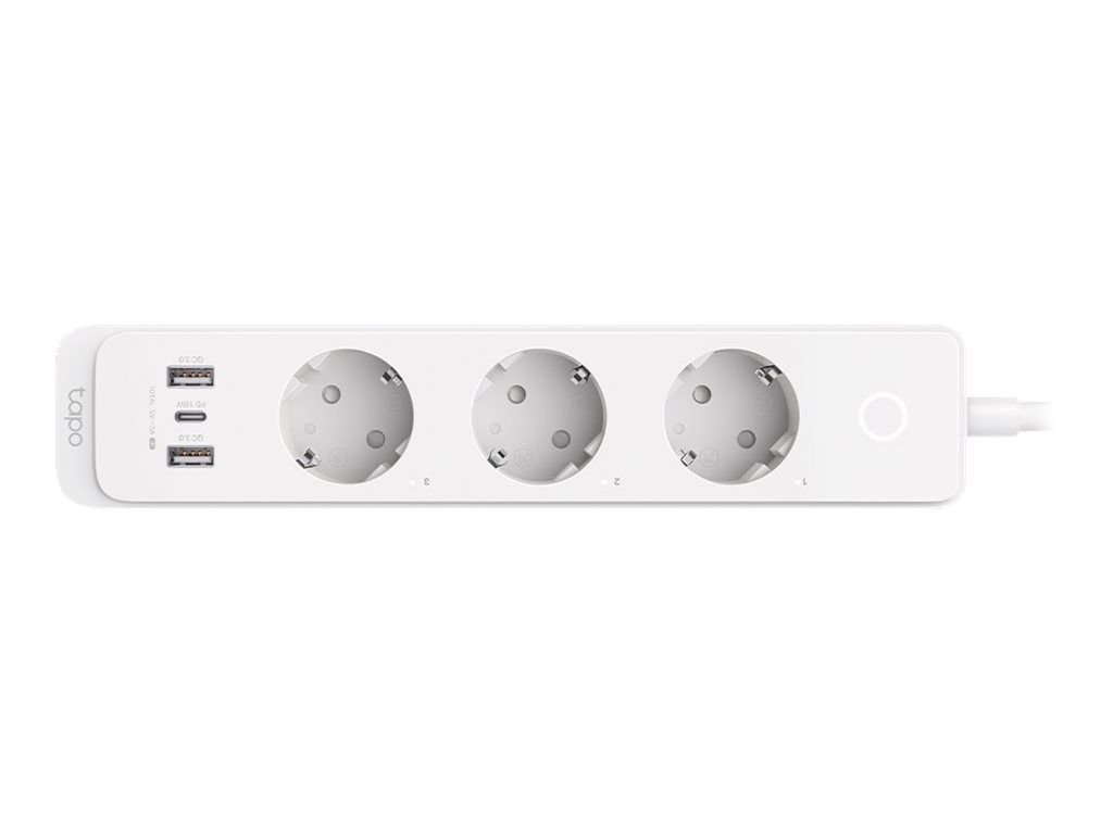 TP-LINK Tapo P300 V1 - Smart Power-Steckdosenleiste - Wechselstrom 220-240 V - 2300 Watt - Wi-Fi, Wi-Fi, Bluetooth 4.2 - Eingabe, Eingang Stromversorgung - Ausgangsanschlüsse: 6 (2 x USB, USB-C, 3 x Stromversorgung)