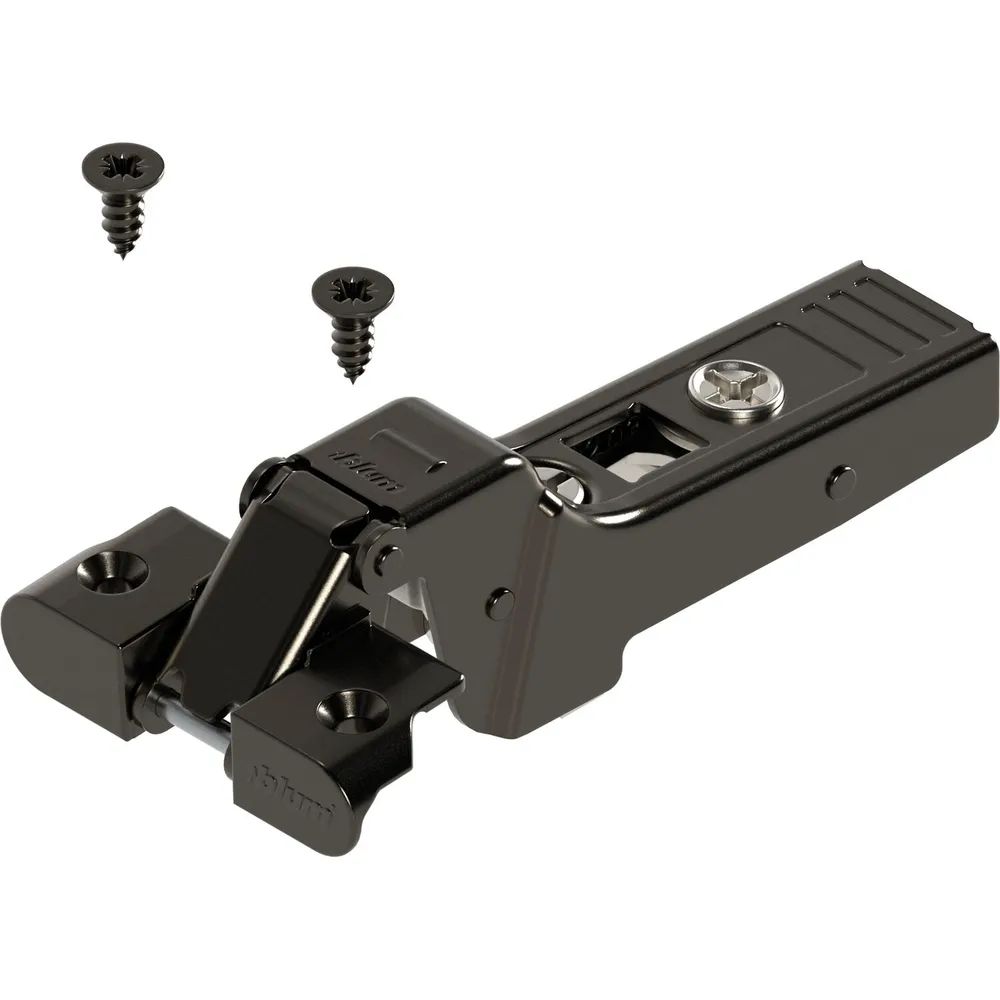BLUM CLIP top ONYX Alurahmenscharnier 95°, 9,5 mm gekröpft mit Feder, Schrauben