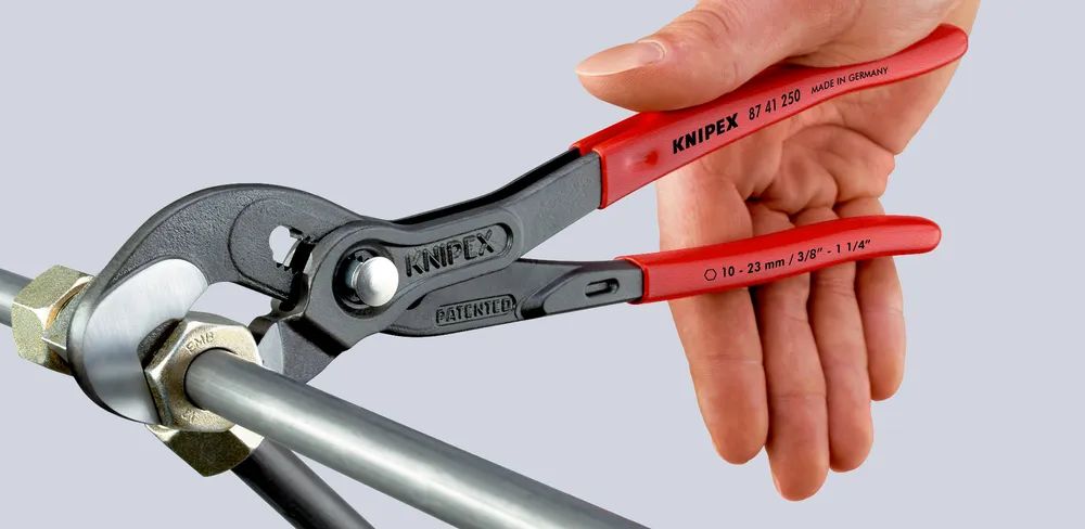 KNIPEX Schraubzange mit rutschhemmendem Kunststoff überzogen grau atramentiert 250 mm