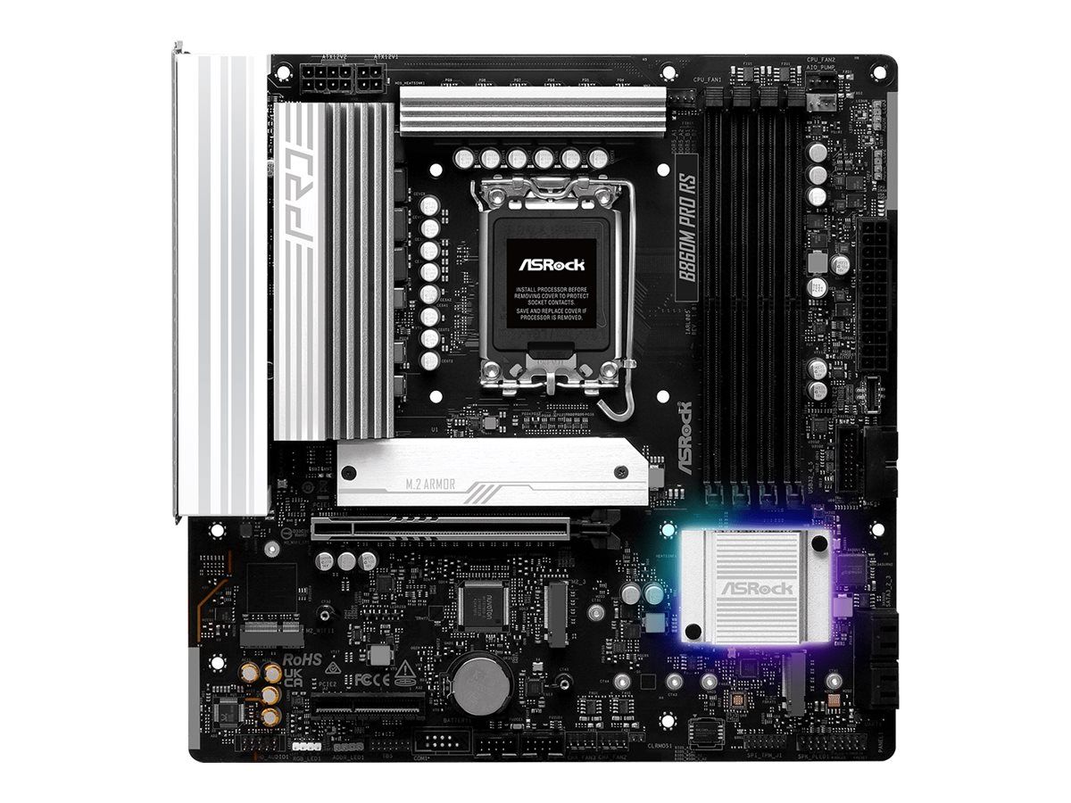 ASRock B860M Pro RS - Motherboard - micro ATX - LGA1851-Sockel - B860 Chipsatz - USB-C 3.2 Gen 2x2, USB 3.2 Gen 1, USB-C 3.2 Gen 1 - 2.5 Gigabit LAN - Onboard-Grafik (CPU erforderlich)