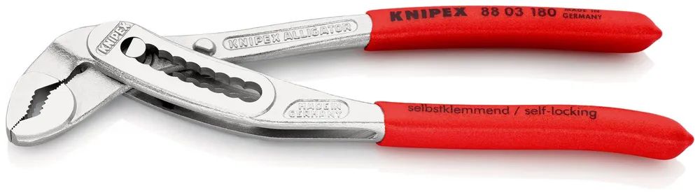 KNIPEX Alligator® Wasserpumpenzange mit rutschhemmendem Kunststoff überzogen verchromt 180 mm