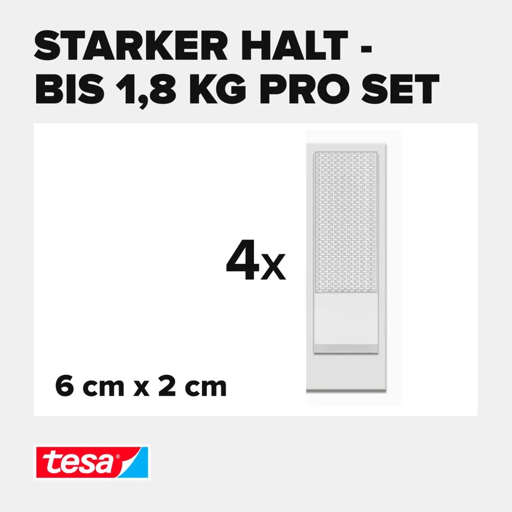 tesa® Powerstrips CLICK Klett-Klebepads, Small 1,8kg (4 x 2 Stück)