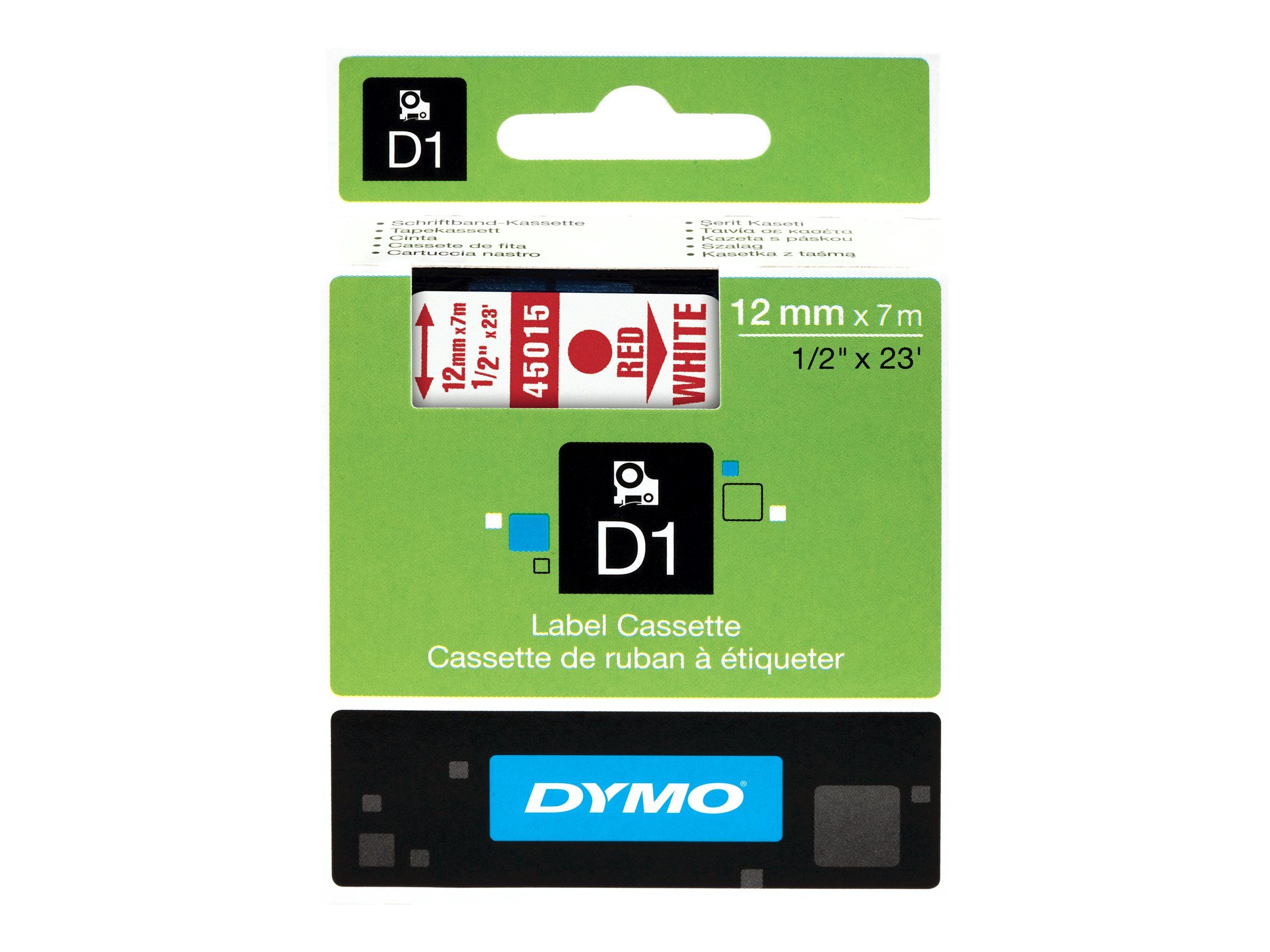 Dymo D1 - Selbstklebend - Rot auf Weiß - Rolle (1,27 cm x 7 m)