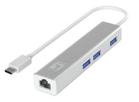 LevelOne USB-0504 - Hub - 3 x SuperSpeed USB 3.0 + 1 x 10/100/1000