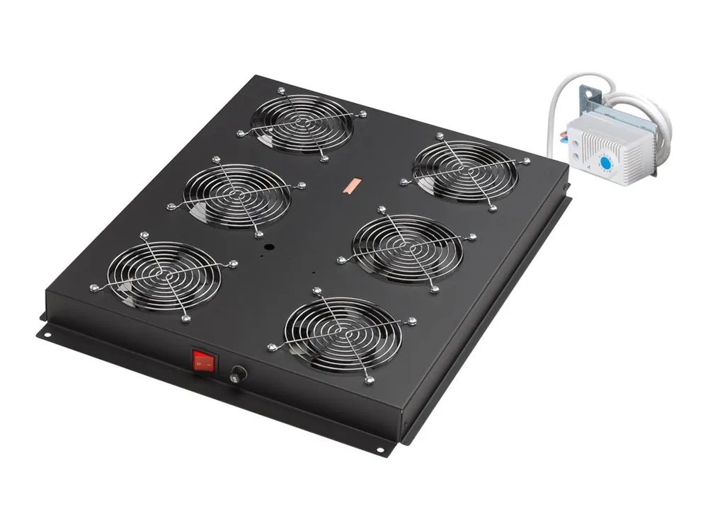 ROLINE Rack-Lüfter - 6 Lüfter mit Thermostat - auf Dach montierbar - Jet Black, RAL 9005 - 48.3 cm (19")