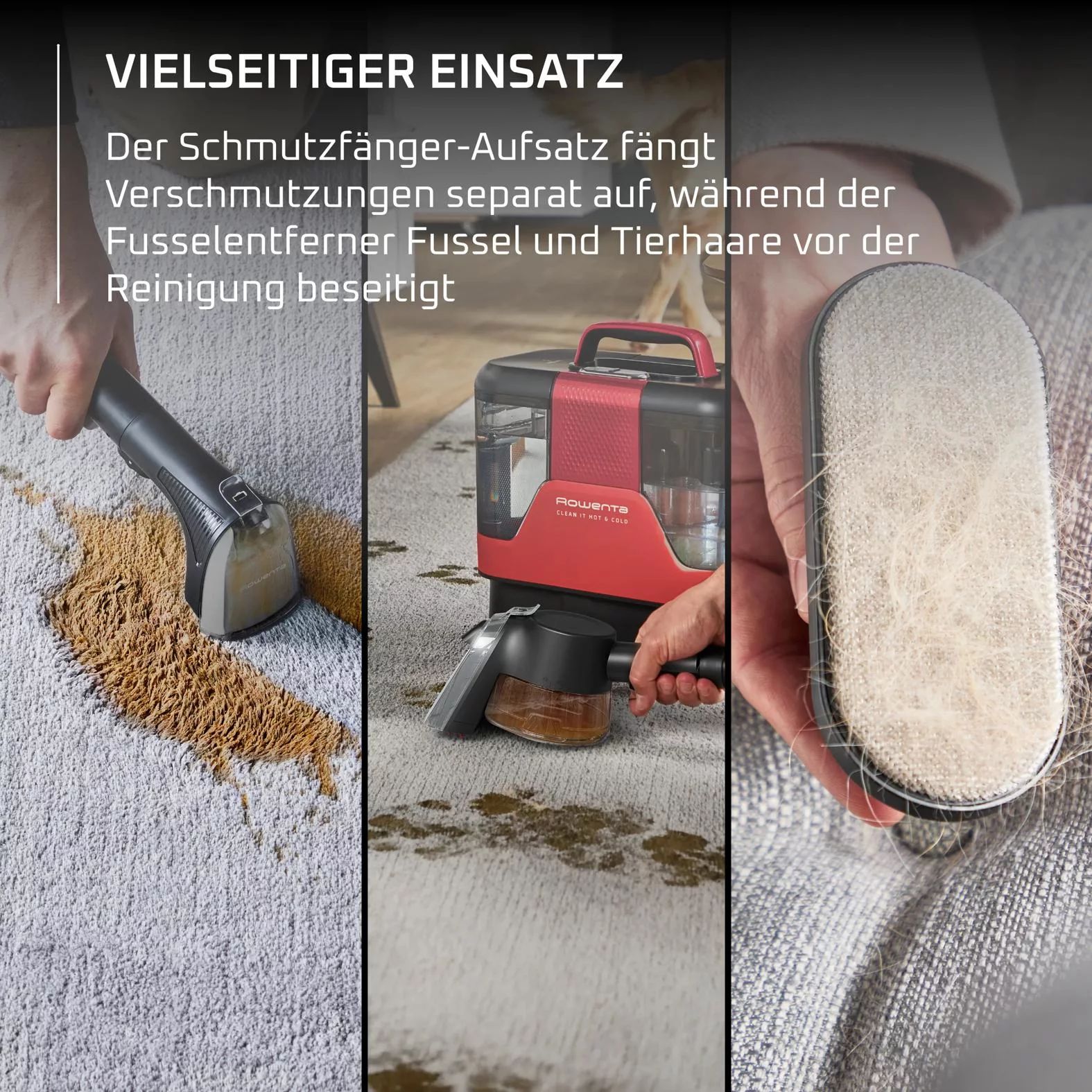 Rowenta IN7020 Fleckenreiniger Clean It Hot & Cold inkl. Zubehör - Rot/Schwarz