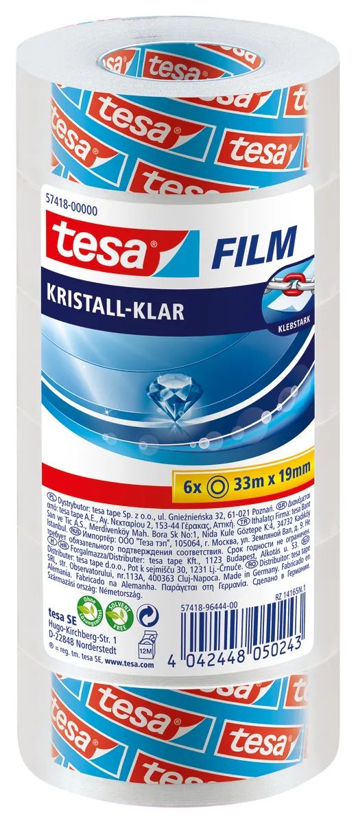 t﻿esa® Klebefilm kristallklar, 33m x 19mm, unsichtbares Klebeband