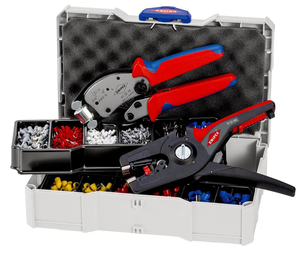 KNIPEX Crimp-Sortiment für Aderendhülsen 1 x 97 53 18, 1 x 12 52 195, 9 x Aderendhülsen Sets 265 mm