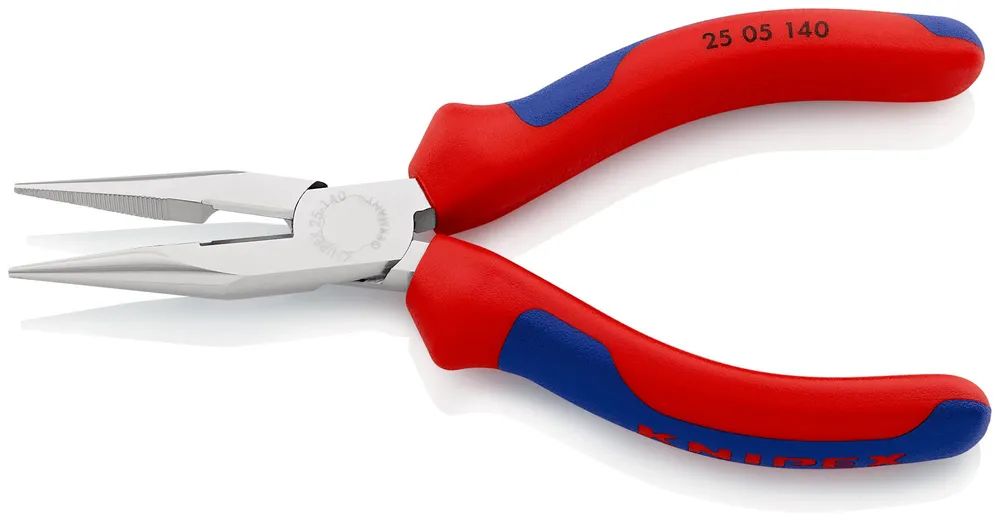 KNIPEX Flachrundzange mit Schneide (Radiozange) mit Mehrkomponenten-Hüllen verchromt 140 mm