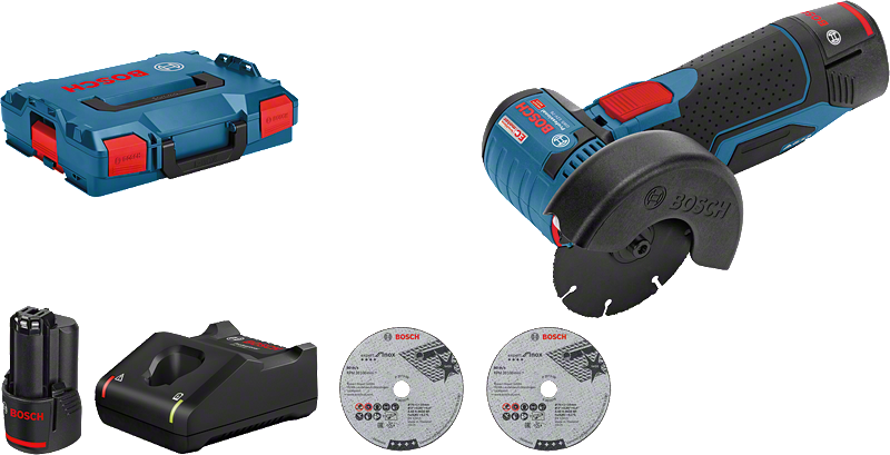 Bosch Professional GWS 12V-76 L-Boxx + Akkus