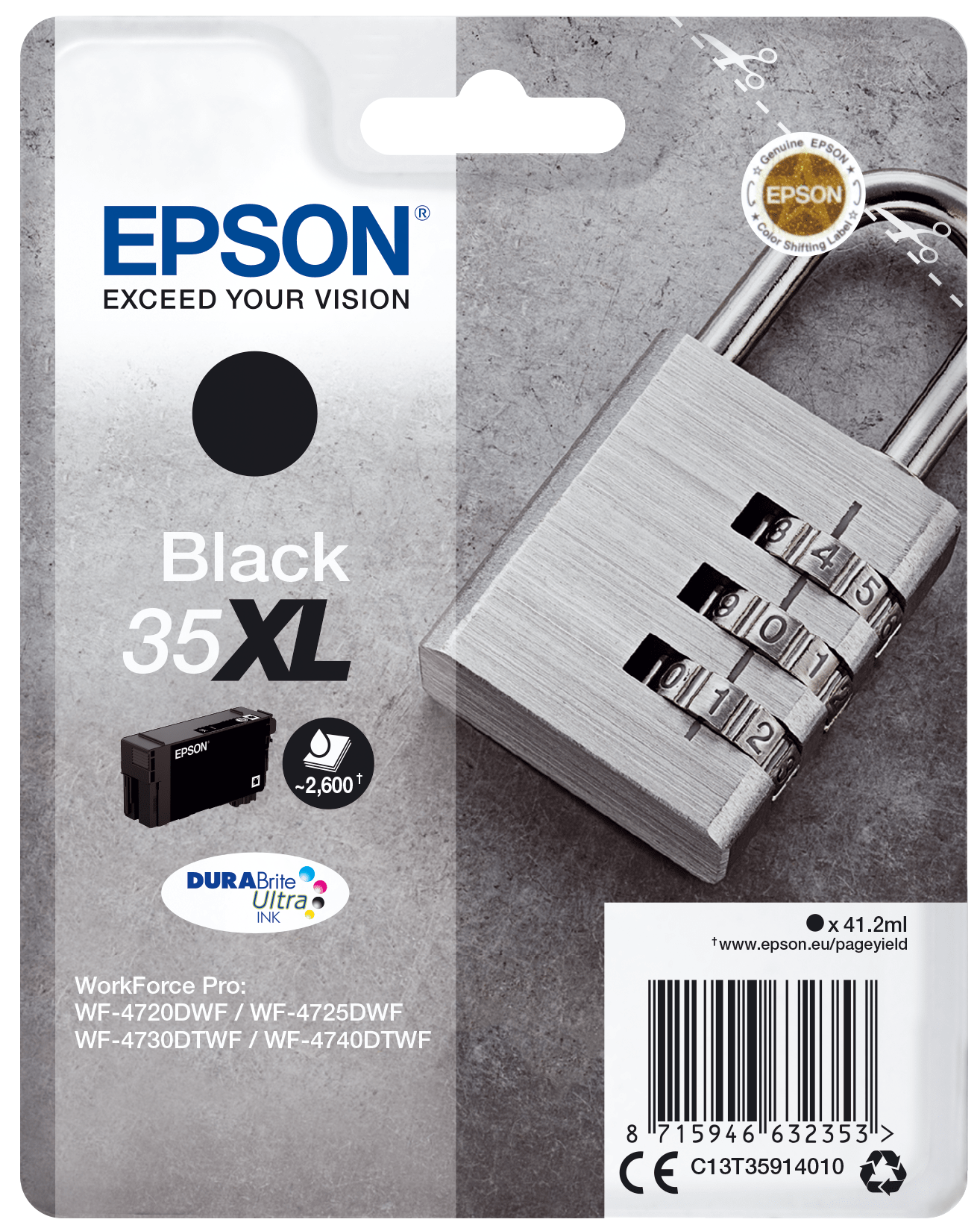 Epson 35 Tinte Vorhängeschloss Sinlge, XL, schwarz