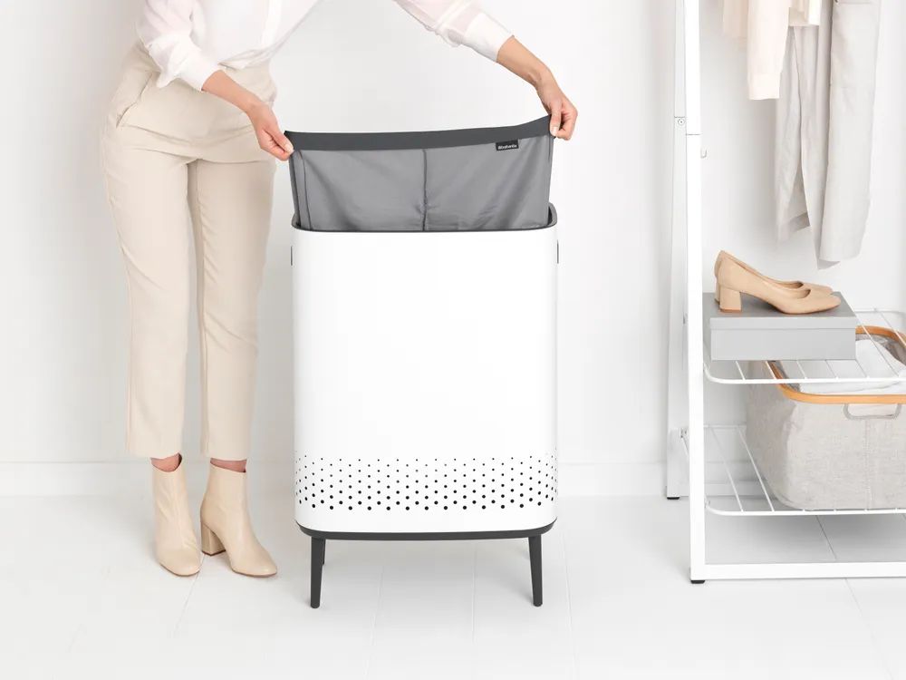 Brabantia Bo Wäschekorb Hi, 2 x 45 L - White