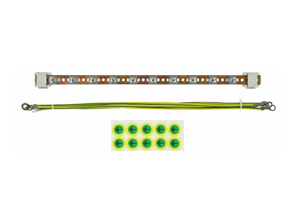 Lanview by Logon - Erdungs-Set - Stahl, yellow-green - 1U - 48.3 cm (19")