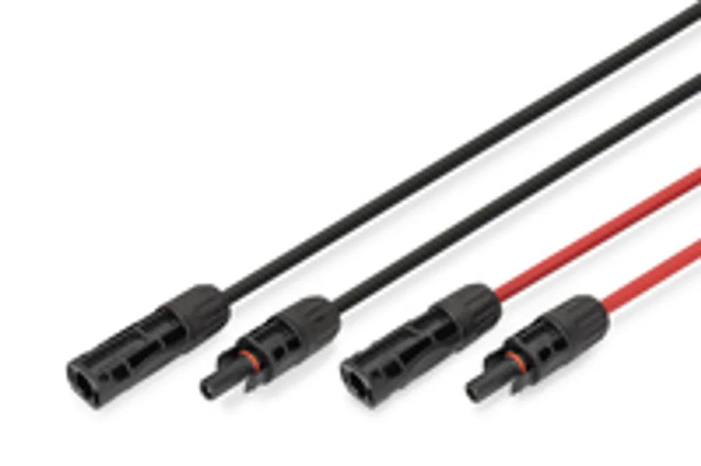 DIGITUS Solarkabel Verlängerung 3m , 4mm², MC4-Anschluss, PV-Kabel 1500V DC, UV-beständig & wetterfest, 2 Kabel, 1x Schwarz, 1x Rot