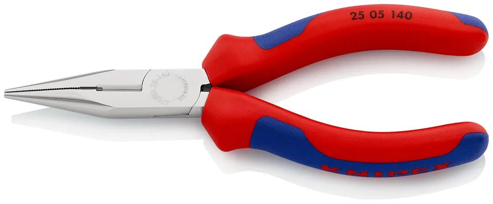 KNIPEX Flachrundzange mit Schneide (Radiozange) mit Mehrkomponenten-Hüllen verchromt 140 mm