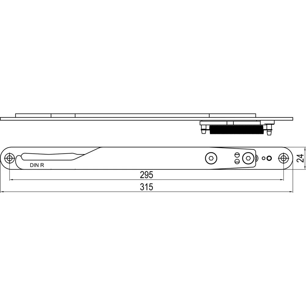 ABS Innovation GmbH  IMH-ABS Mitnehmerhaken GF UNI 24 V Gr.2, 315 x 24 mm,schwarz verzinkt,DIN rechts