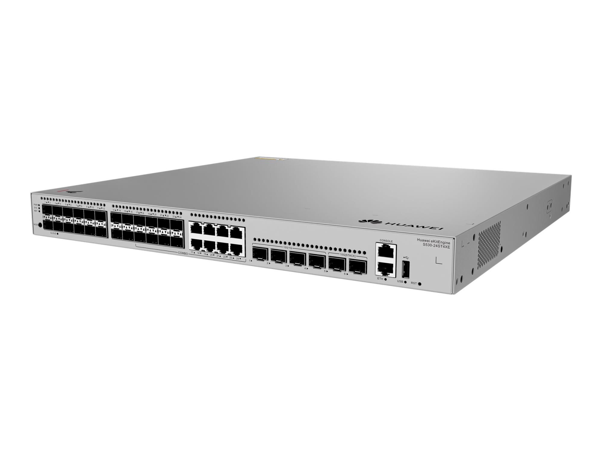 Huawei eKitEngine S530S Series S530-24ST4XE - Switch - managed - 16 x Gigabit SFP + 8 x 10/100/1000/SFP + 4 x 1 Gigabit / 10 Gigabit SFP+ + 2 x 10 Gigabit (Uplink / Stacking)