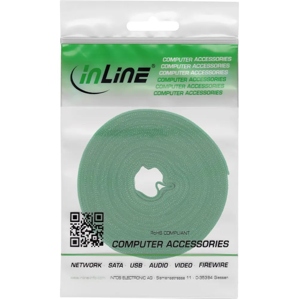 InLine Kabelbinder - Klettband 16mm - grün - 10m