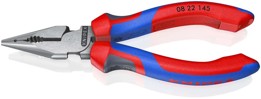 KNIPEX 08 22 145 Spitz-Kombizange mit Comfort-Griffen schwarz atramentiert 145 mm