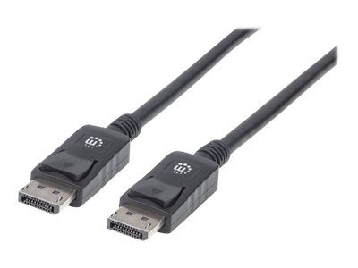 Manhattan DisplayPort 1.2 Cable, 4K@60hz, 1m, Male to Male, With Latches, Fully Shielded, Black, Lifetime Warranty, Polybag - DisplayPort-Kabel - DisplayPort (M)