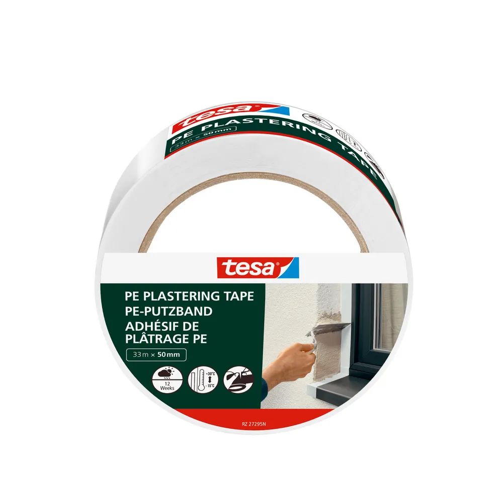 t﻿esa® Abdeckband PE, weiß, 33m x 50mm