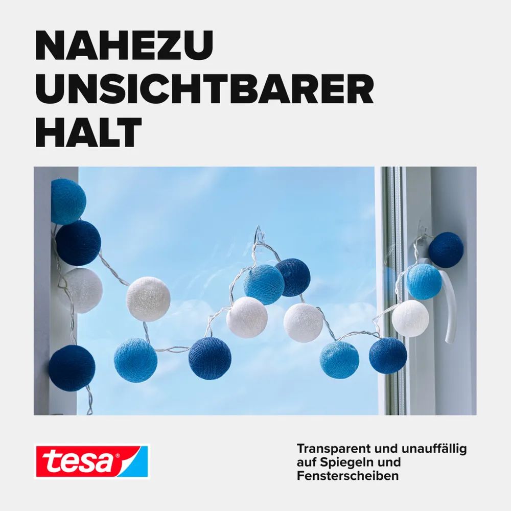 tesa® Klebehaken, transparenter Wandhaken – 0,2 kg Tragkraft, Blister