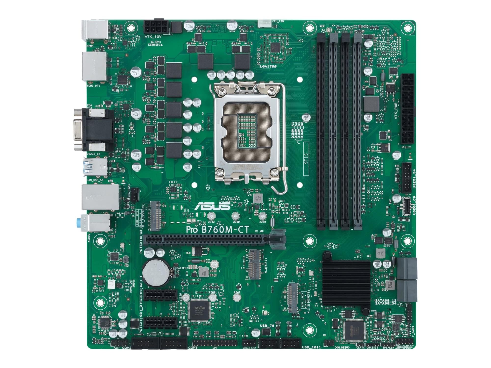 ASUS Pro B760M-CT-CSM - Motherboard - micro ATX - LGA1700-Sockel - B760 Chipsatz - USB 3.2 Gen 1, USB-C 3.2 Gen 1 - Gigabit LAN - Onboard-Grafik (CPU erforderlich)