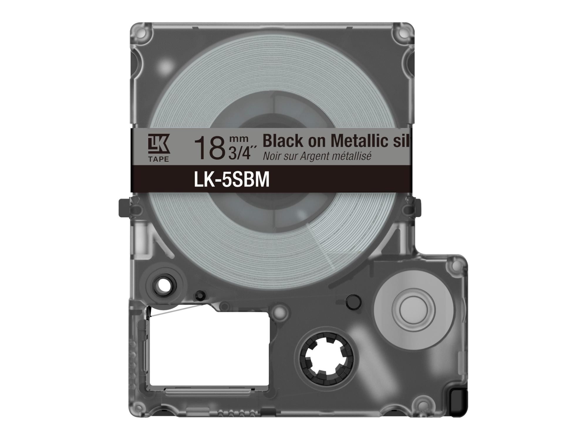 Epson Metallic Silver/Black 18mm LK-5SBM