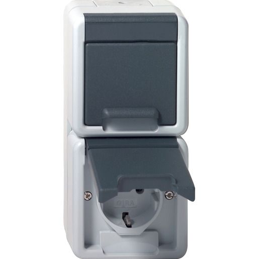 Gira SCHUKO 2F SENKR. KD WG AP GRAU / GIRA 478030 WG-AP 478030